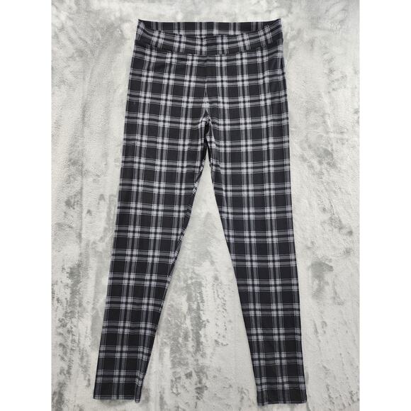 Cuddl Duds Super-Soft Plaid Printed Leggings Size L Black Grey Stretch Casual - Picture 1 of 9